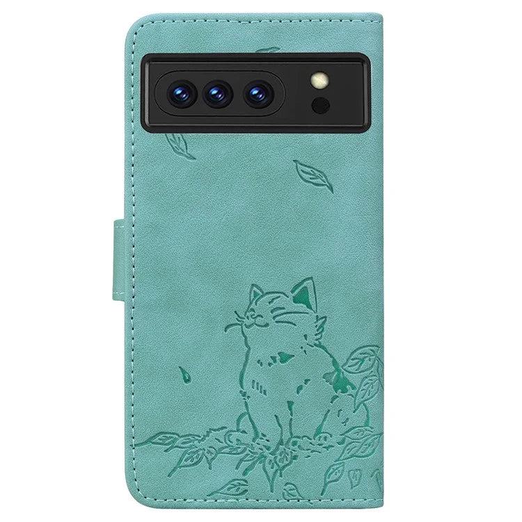 For Google Pixel 8 Pro Case Wallet Cat Pattern Imprinted Leather Phone Cover