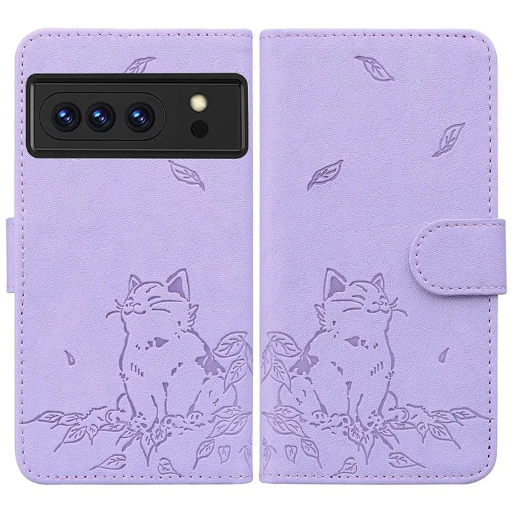 For Google Pixel 8 Pro Case Wallet Cat Pattern Imprinted Leather Phone Cover