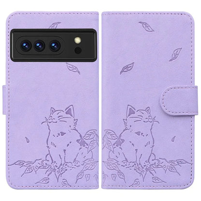For Google Pixel 8 Pro Case Wallet Cat Pattern Imprinted Leather Phone Cover