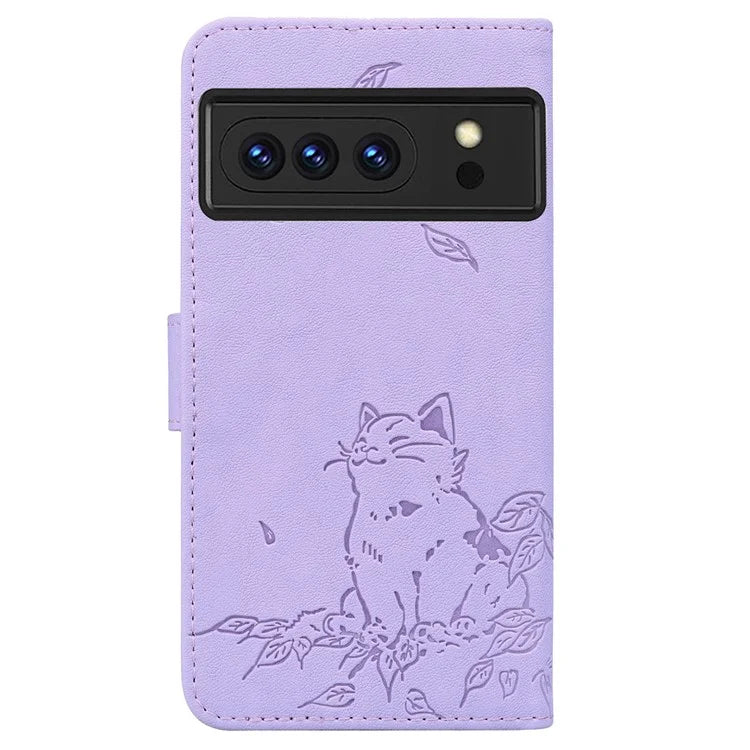For Google Pixel 8 Pro Case Wallet Cat Pattern Imprinted Leather Phone Cover