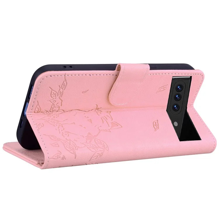 For Google Pixel 8 Pro Case Wallet Cat Pattern Imprinted Leather Phone Cover