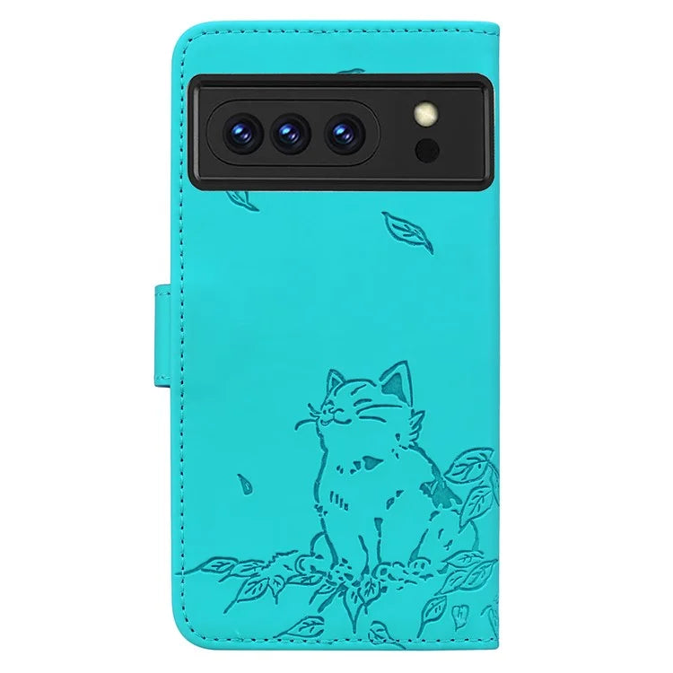 For Google Pixel 8 Pro Case Wallet Cat Pattern Imprinted Leather Phone Cover