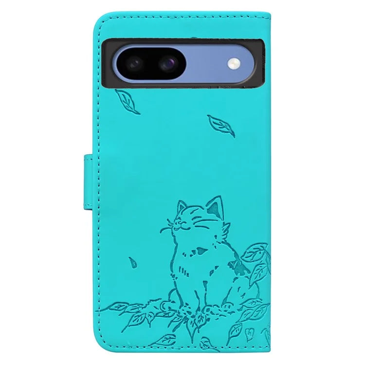 For Google Pixel 8a Case Wallet Cat Pattern Imprinted Leather Phone Cover