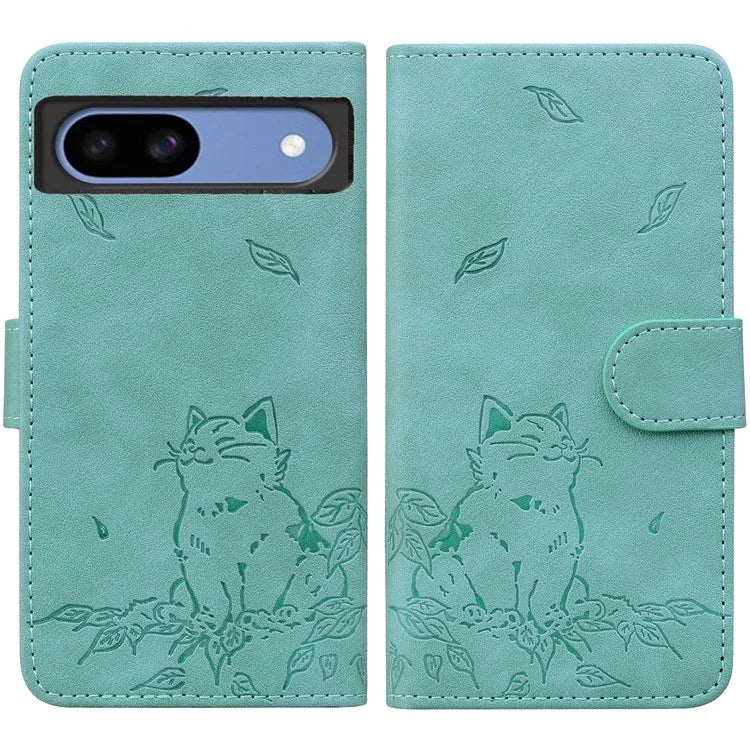 For Google Pixel 8a Case Wallet Cat Pattern Imprinted Leather Phone Cover