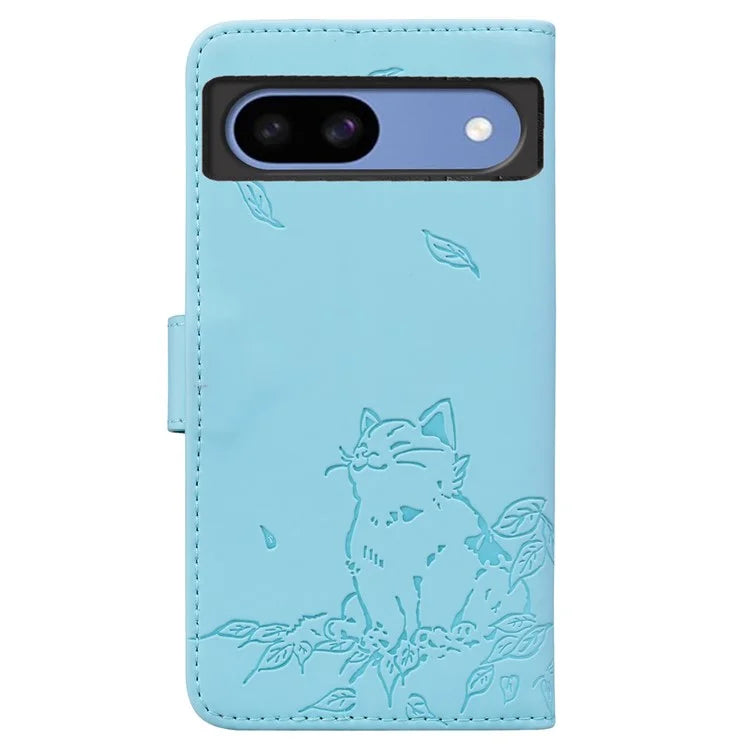 For Google Pixel 8a Case Wallet Cat Pattern Imprinted Leather Phone Cover