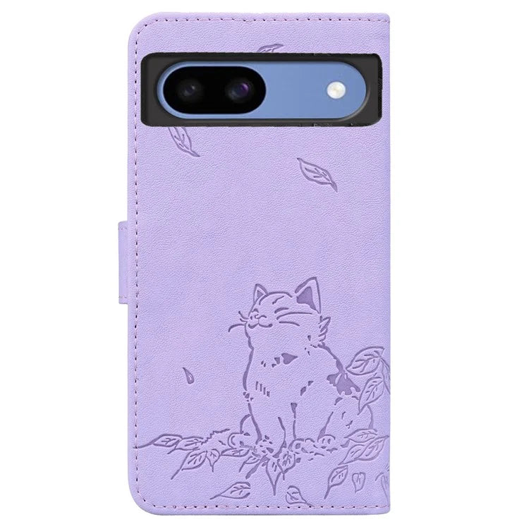 For Google Pixel 8a Case Wallet Cat Pattern Imprinted Leather Phone Cover