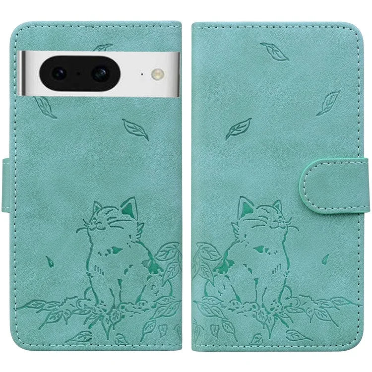 For Google Pixel 8 Case Wallet Cat Pattern Imprinted Leather Phone Cover
