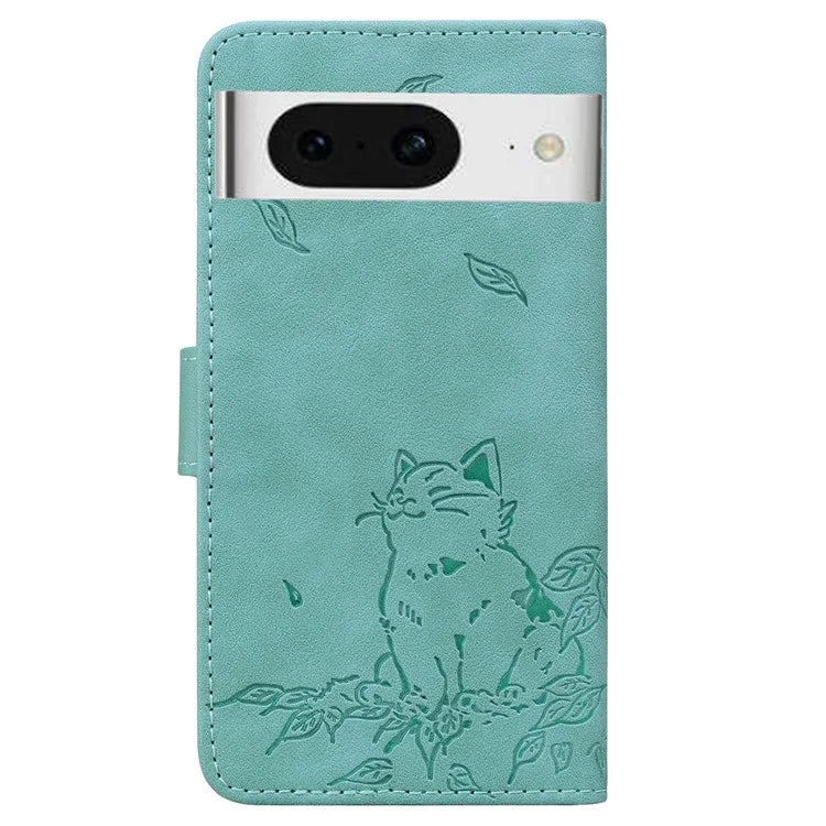 For Google Pixel 8 Case Wallet Cat Pattern Imprinted Leather Phone Cover