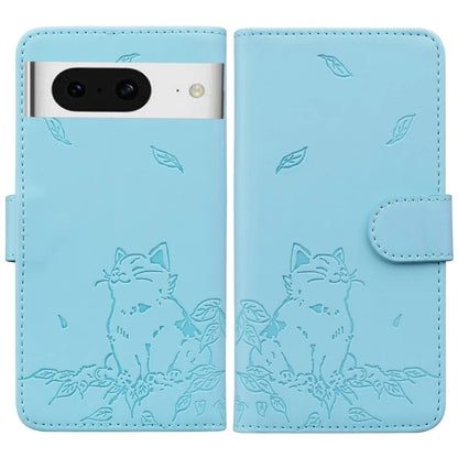 For Google Pixel 8 Case Wallet Cat Pattern Imprinted Leather Phone Cover