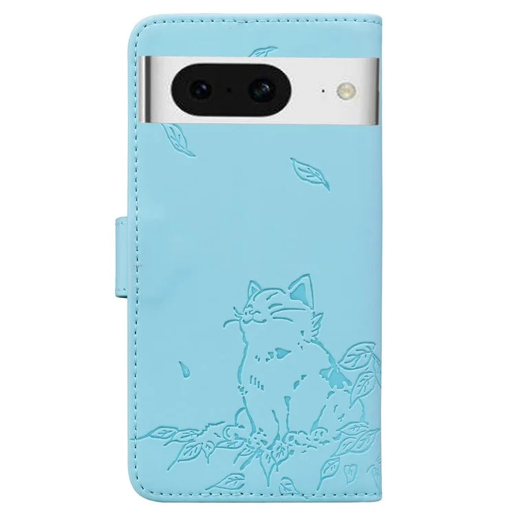 For Google Pixel 8 Case Wallet Cat Pattern Imprinted Leather Phone Cover