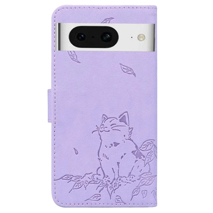 For Google Pixel 8 Case Wallet Cat Pattern Imprinted Leather Phone Cover