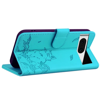 For Google Pixel 8 Case Wallet Cat Pattern Imprinted Leather Phone Cover