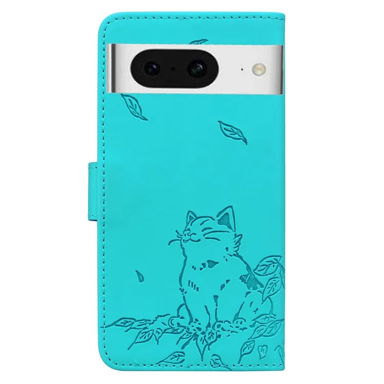 For Google Pixel 8 Case Wallet Cat Pattern Imprinted Leather Phone Cover