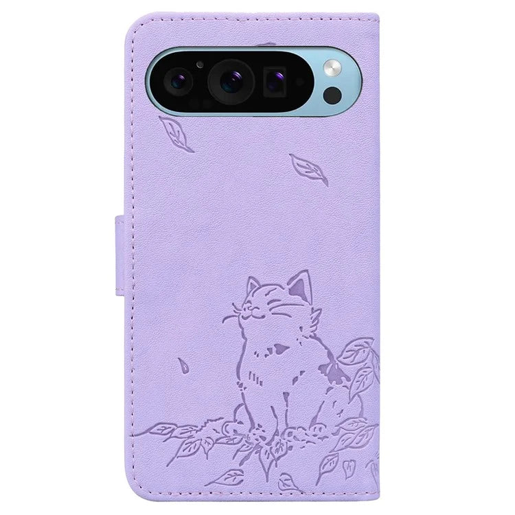 For Google Pixel 9 Pro XL Case Wallet Cat Pattern Imprinted Leather Phone Cover