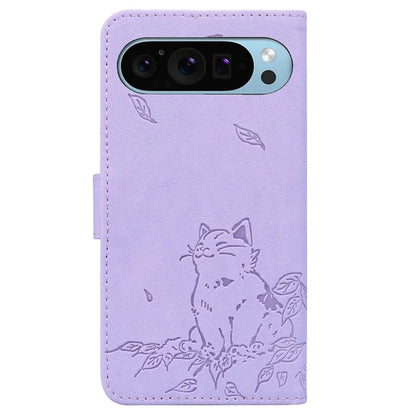 For Google Pixel 9 Pro XL Case Wallet Cat Pattern Imprinted Leather Phone Cover
