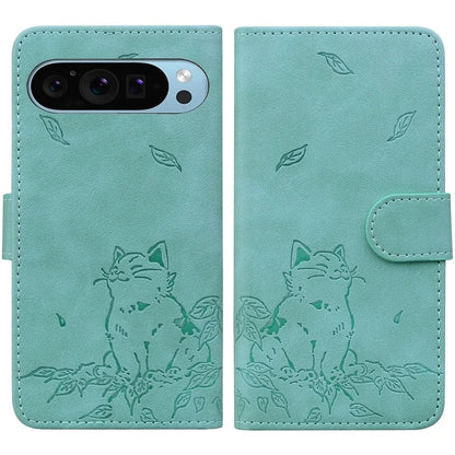 For Google Pixel 9 Pro XL Case Wallet Cat Pattern Imprinted Leather Phone Cover