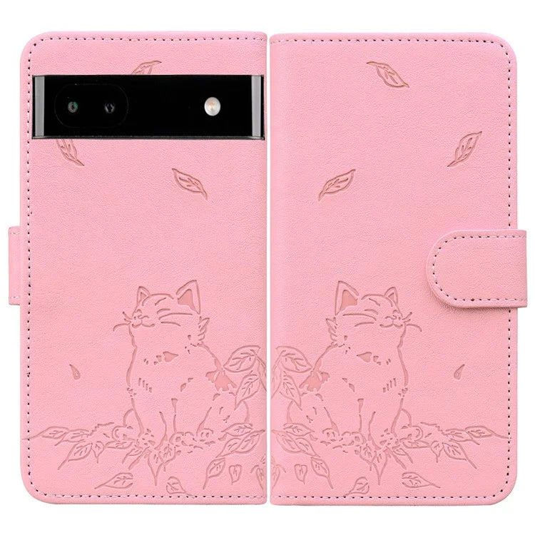 For Google Pixel 7a Case Wallet Cat Pattern Imprinted Leather Phone Cover