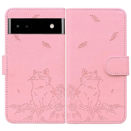 For Google Pixel 7a Case Wallet Cat Pattern Imprinted Leather Phone Cover