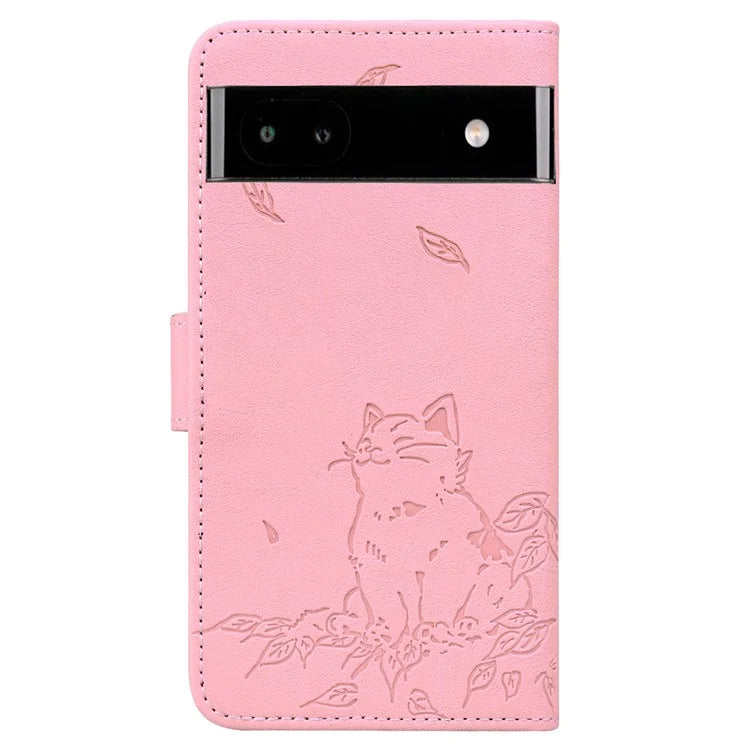 For Google Pixel 7a Case Wallet Cat Pattern Imprinted Leather Phone Cover
