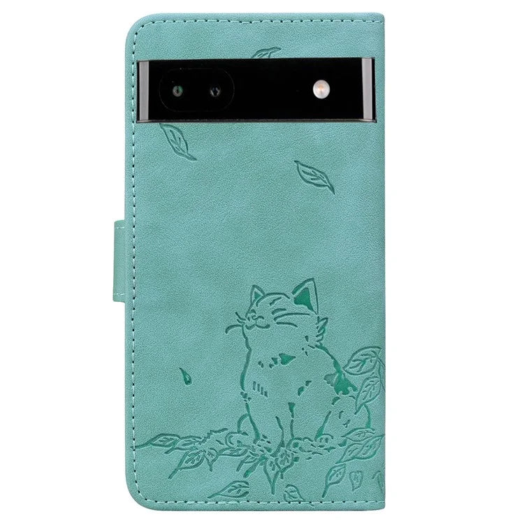 For Google Pixel 7a Case Wallet Cat Pattern Imprinted Leather Phone Cover