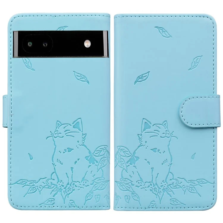 For Google Pixel 7a Case Wallet Cat Pattern Imprinted Leather Phone Cover