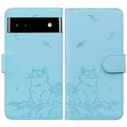 For Google Pixel 7a Case Wallet Cat Pattern Imprinted Leather Phone Cover