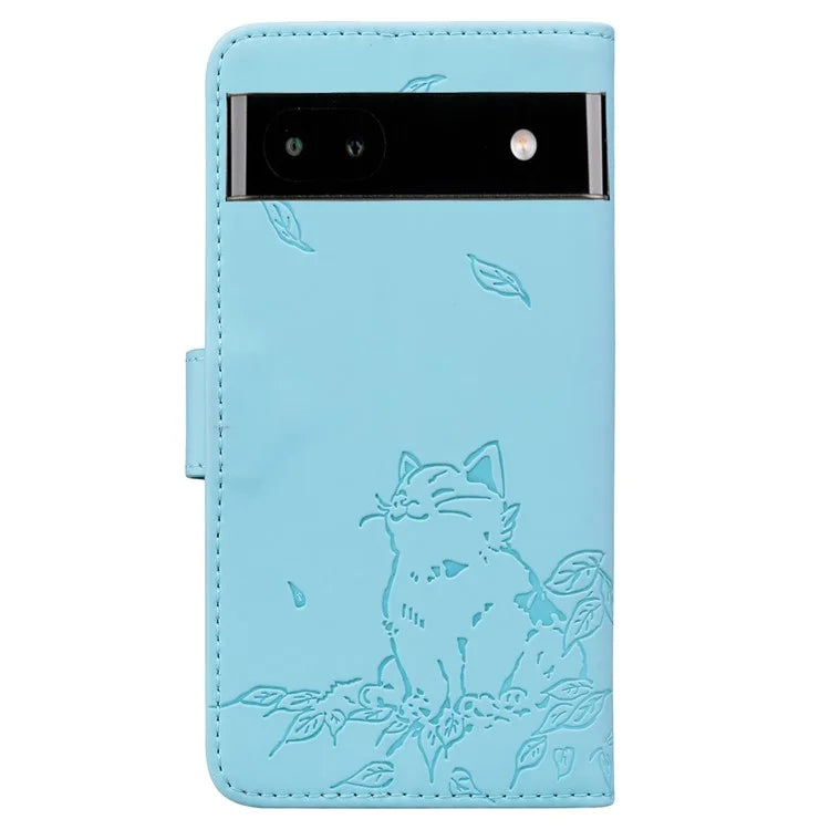 For Google Pixel 7a Case Wallet Cat Pattern Imprinted Leather Phone Cover