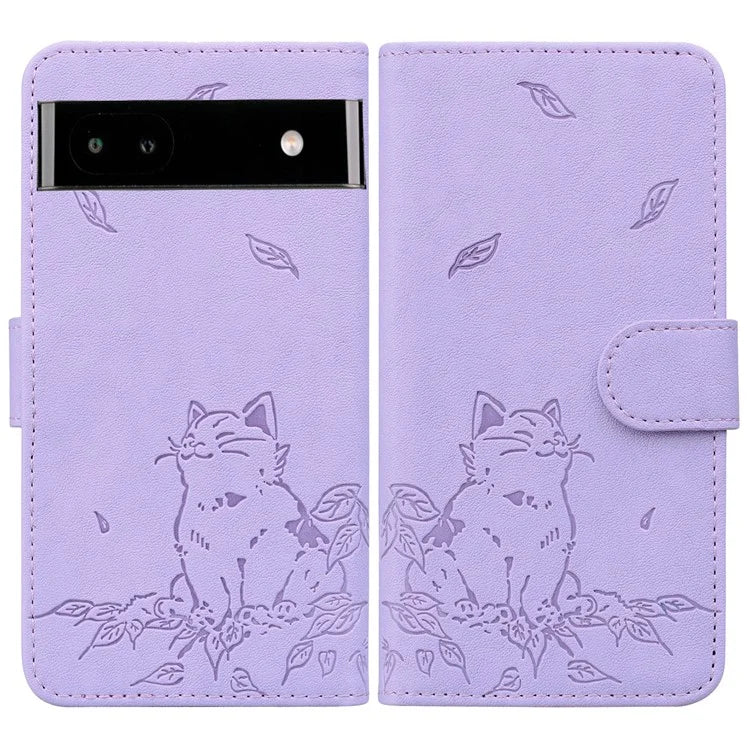 For Google Pixel 7a Case Wallet Cat Pattern Imprinted Leather Phone Cover