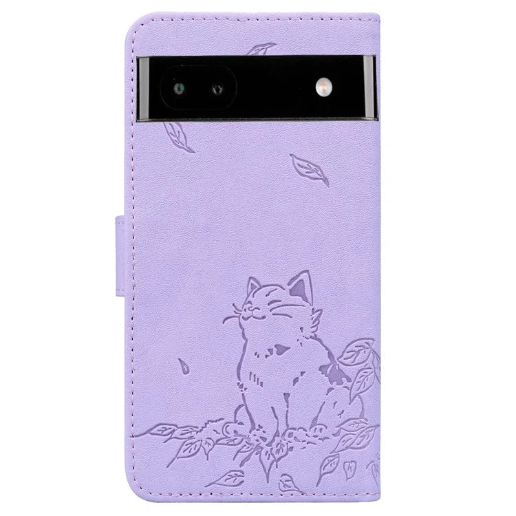 For Google Pixel 7a Case Wallet Cat Pattern Imprinted Leather Phone Cover