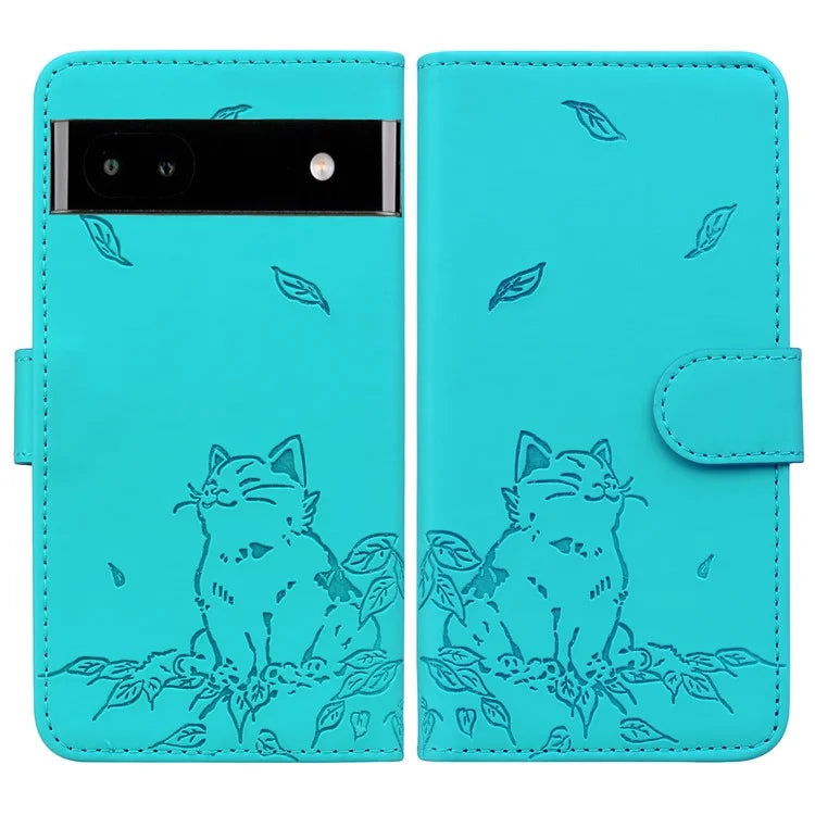 For Google Pixel 7a Case Wallet Cat Pattern Imprinted Leather Phone Cover