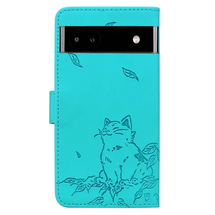 For Google Pixel 7a Case Wallet Cat Pattern Imprinted Leather Phone Cover