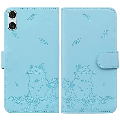 For Sony Xperia 10 VI Case Wallet Cat Pattern Imprinted Leather Phone Cover