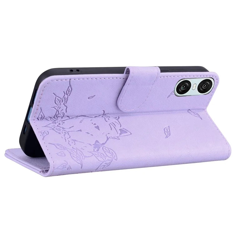 For Sony Xperia 10 VI Case Wallet Cat Pattern Imprinted Leather Phone Cover