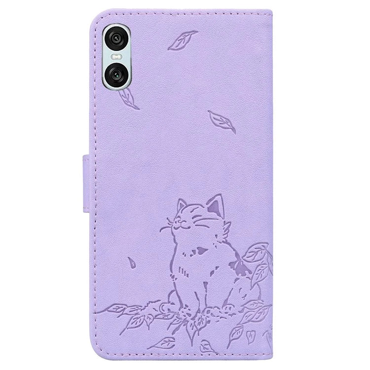 For Sony Xperia 10 VI Case Wallet Cat Pattern Imprinted Leather Phone Cover