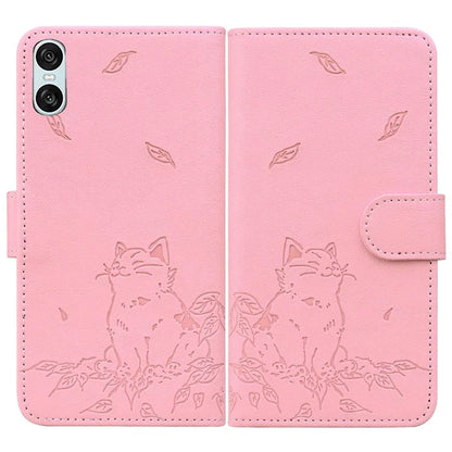 For Sony Xperia 10 VI Case Wallet Cat Pattern Imprinted Leather Phone Cover