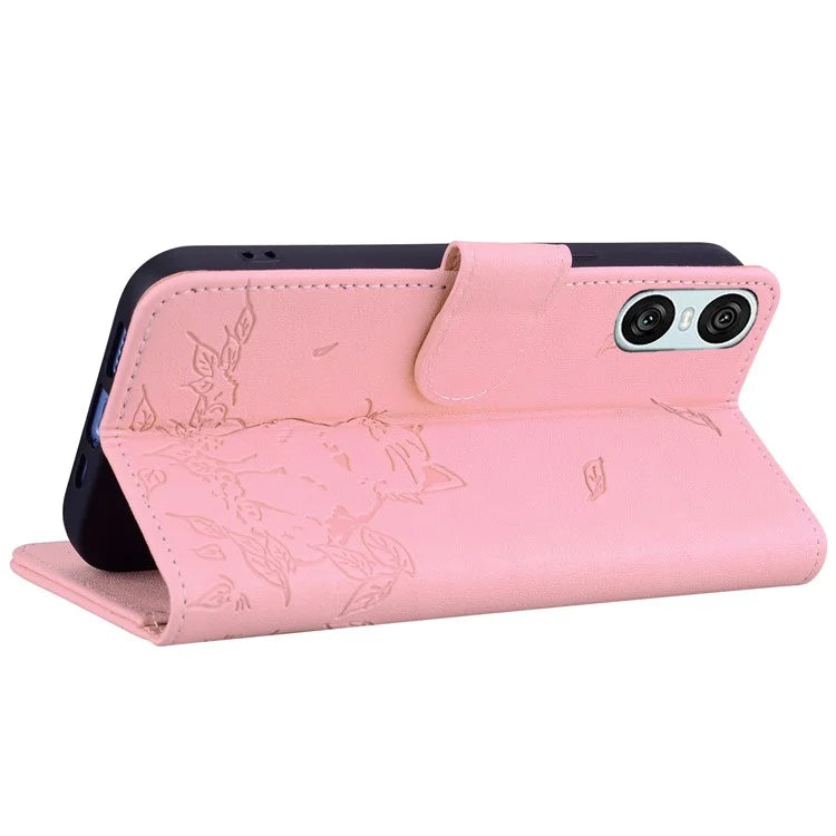 For Sony Xperia 10 VI Case Wallet Cat Pattern Imprinted Leather Phone Cover