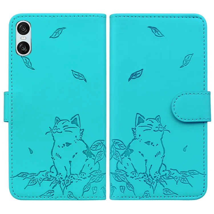 For Sony Xperia 10 VI Case Wallet Cat Pattern Imprinted Leather Phone Cover