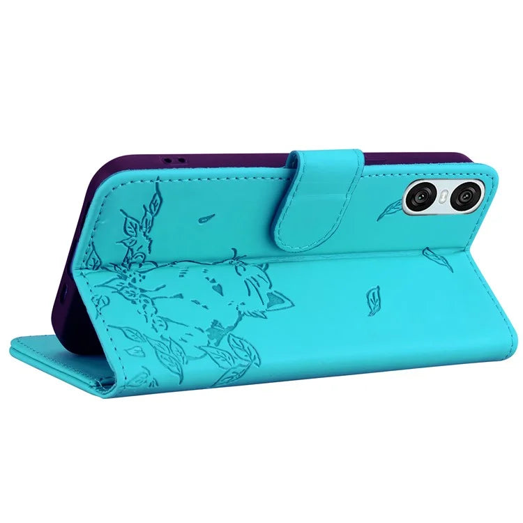 For Sony Xperia 10 VI Case Wallet Cat Pattern Imprinted Leather Phone Cover