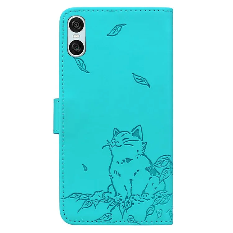 For Sony Xperia 10 VI Case Wallet Cat Pattern Imprinted Leather Phone Cover