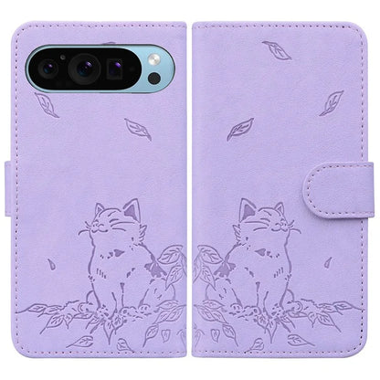 For Google Pixel 9 / Pixel 9 Pro Case Wallet Cat Pattern Imprinted Leather Phone Cover