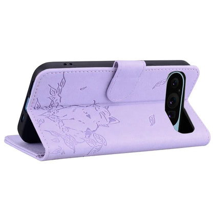 For Google Pixel 9 / Pixel 9 Pro Case Wallet Cat Pattern Imprinted Leather Phone Cover