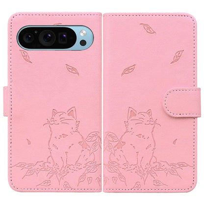 For Google Pixel 9 / Pixel 9 Pro Case Wallet Cat Pattern Imprinted Leather Phone Cover
