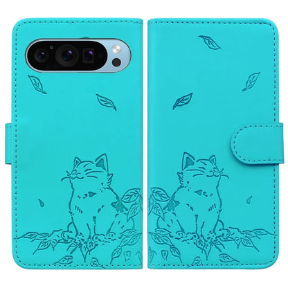 For Google Pixel 9 / Pixel 9 Pro Case Wallet Cat Pattern Imprinted Leather Phone Cover