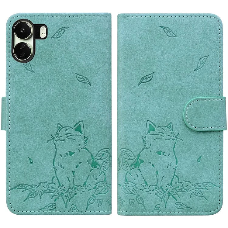 For Xiaomi Redmi 13C 4G / Poco C65 4G Case Wallet Cat Pattern Imprinted Leather Phone Cover