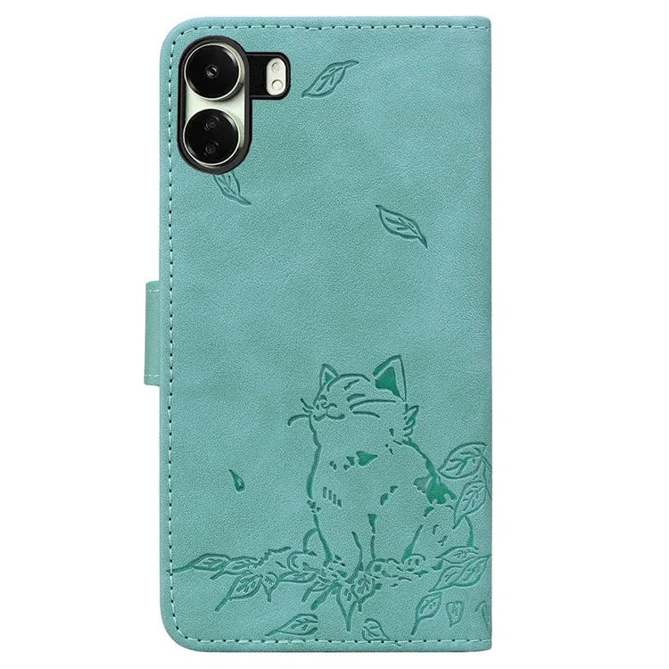 For Xiaomi Redmi 13C 4G / Poco C65 4G Case Wallet Cat Pattern Imprinted Leather Phone Cover