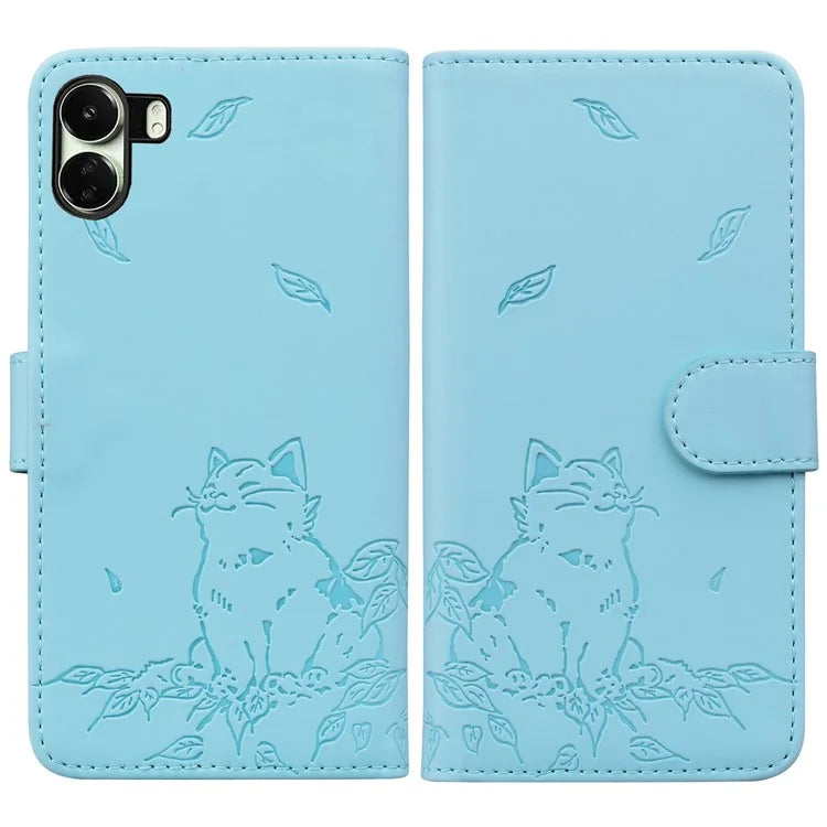 For Xiaomi Redmi 13C 4G / Poco C65 4G Case Wallet Cat Pattern Imprinted Leather Phone Cover