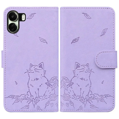 For Xiaomi Redmi 13C 4G / Poco C65 4G Case Wallet Cat Pattern Imprinted Leather Phone Cover