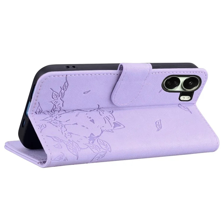 For Xiaomi Redmi 13C 4G / Poco C65 4G Case Wallet Cat Pattern Imprinted Leather Phone Cover