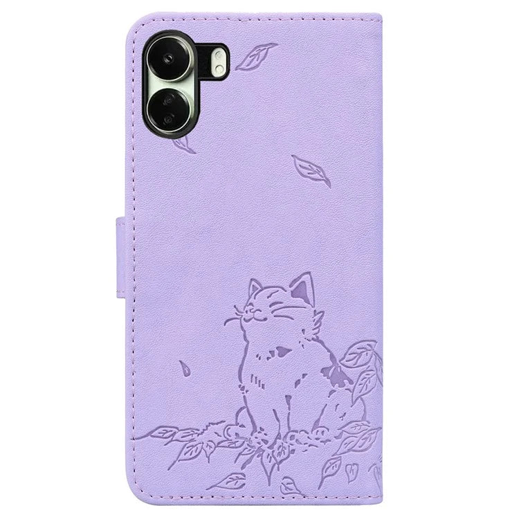 For Xiaomi Redmi 13C 4G / Poco C65 4G Case Wallet Cat Pattern Imprinted Leather Phone Cover