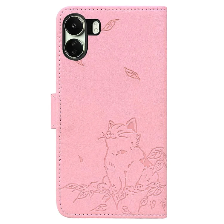 For Xiaomi Redmi 13C 4G / Poco C65 4G Case Wallet Cat Pattern Imprinted Leather Phone Cover